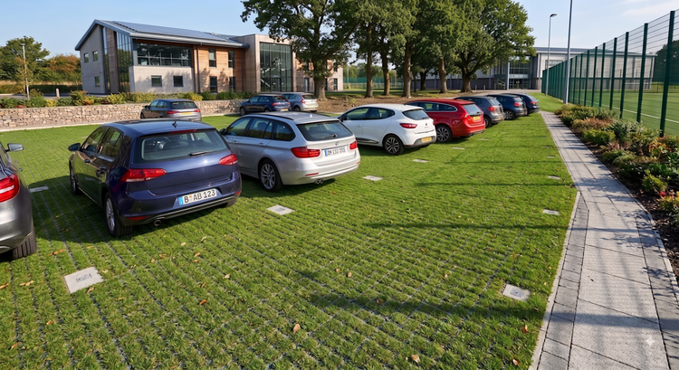 Grass grid car park with IBRAN®-X40