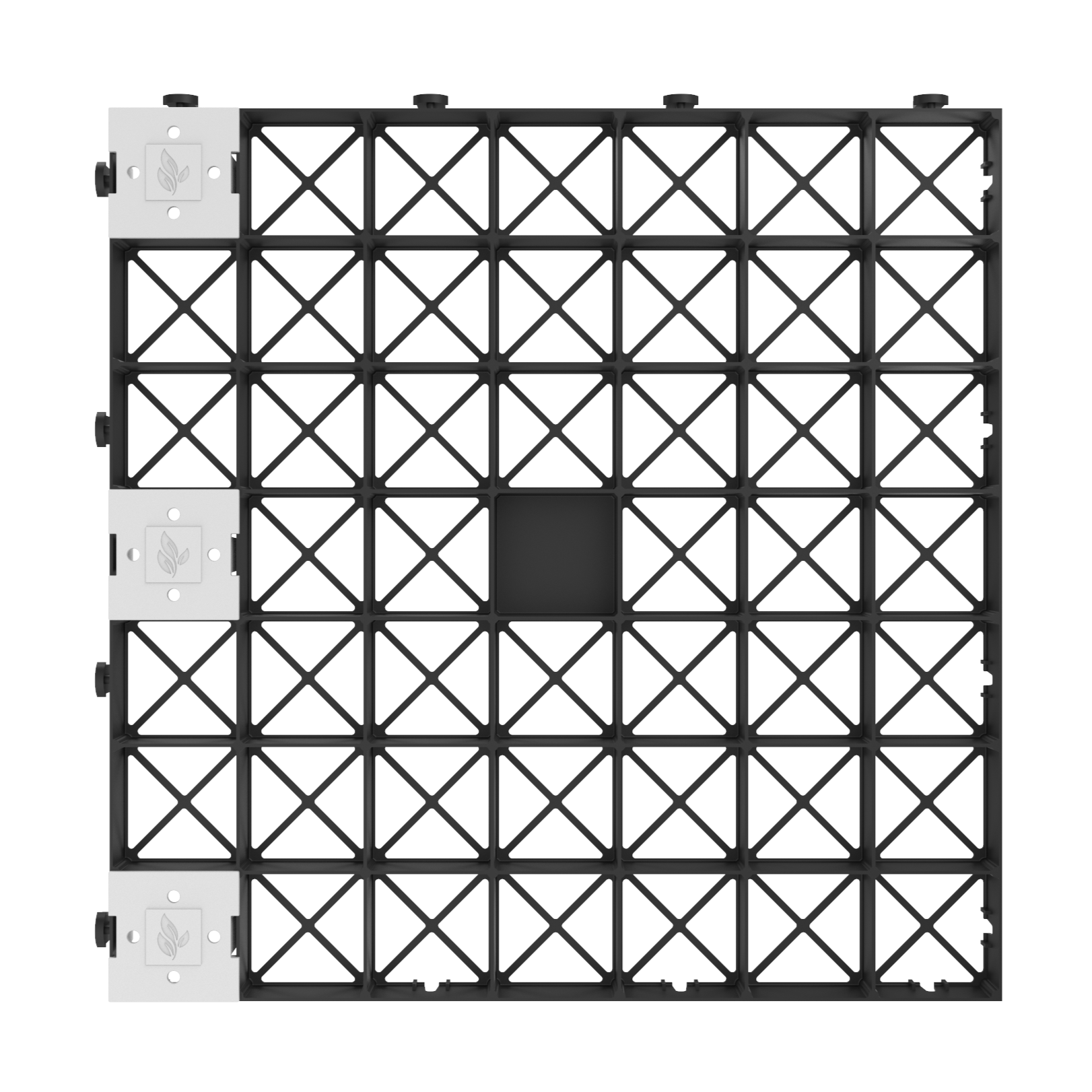 Vue aérienne des marqueurs de places de stationnement insérés dans les grilles IBRAN-X